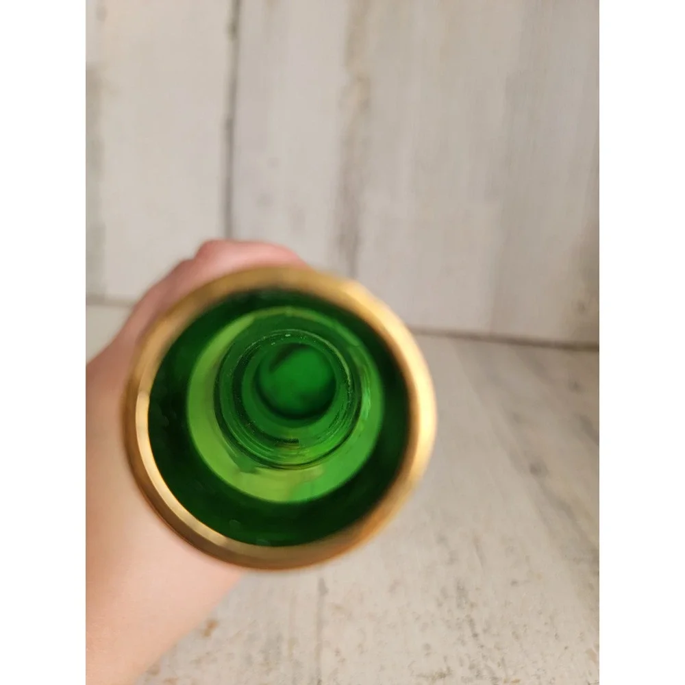 Bohemian Czech flower bud green vase glass Floral centerpiece Unique Home
